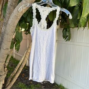 Abercrombie & Fitch Grey Tank Top With Lace Detailing  !